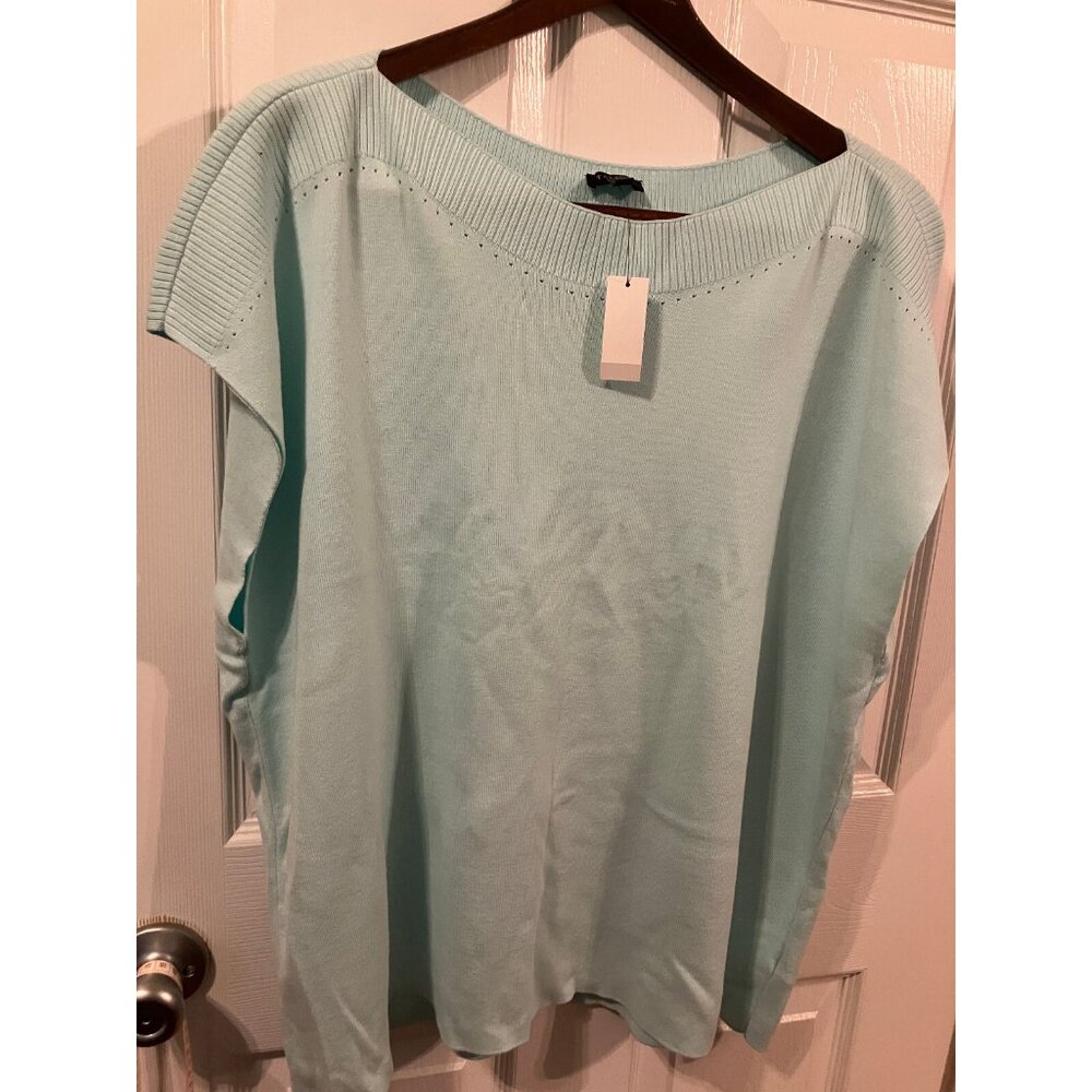 Talbot's Light Turquoise  Blouse Top T-shirt Boat neck  Sleeveless Size 3Xp